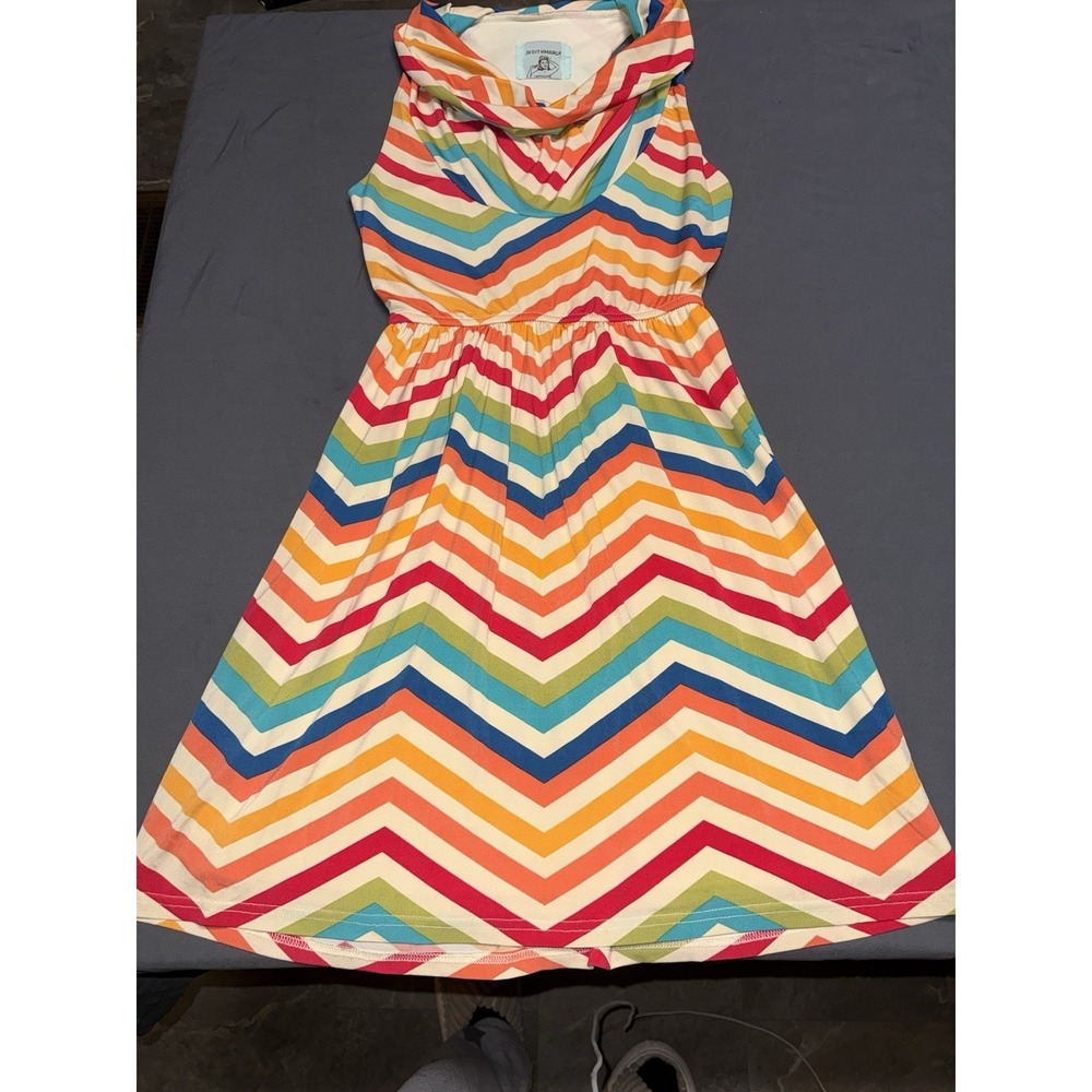 Judith March Rainbow Chevron Stripe Cowl Neck Dress Size S Style# 473D-9 - Picture 1 of 7